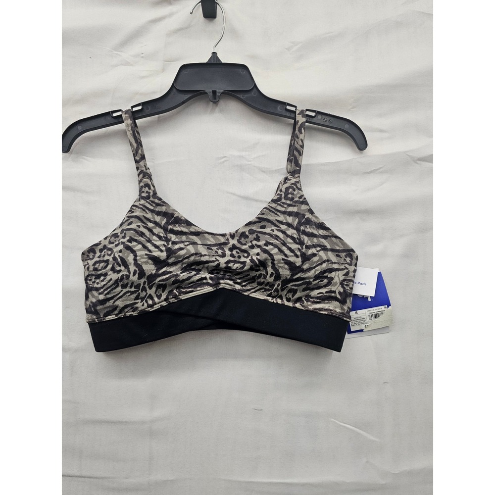 JoyLab Womens Zebra Athletic Sports Bra Black Nylon Blend Workout Size Small